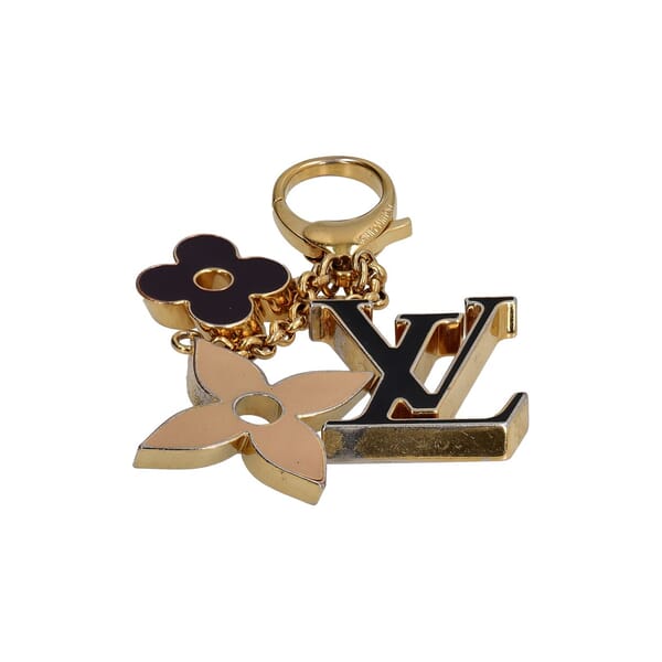 Fleur De Monogram Bag Charm Gold Tone