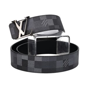 Damoflage LV Initials Reversible Belt Black/Grey - S: 90 (36), view 2