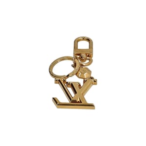Metal LV Facettes Bag Charm/Key Holder Gold Tone, view 2
