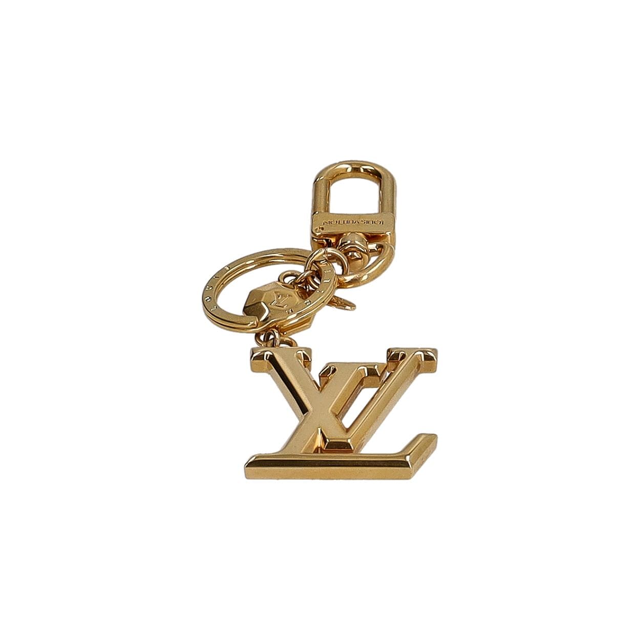 Metal LV Facettes Bag Charm/Key Holder Gold Tone
