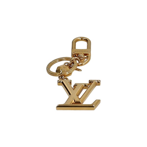 Metal LV Facettes Bag Charm/Key Holder Gold Tone