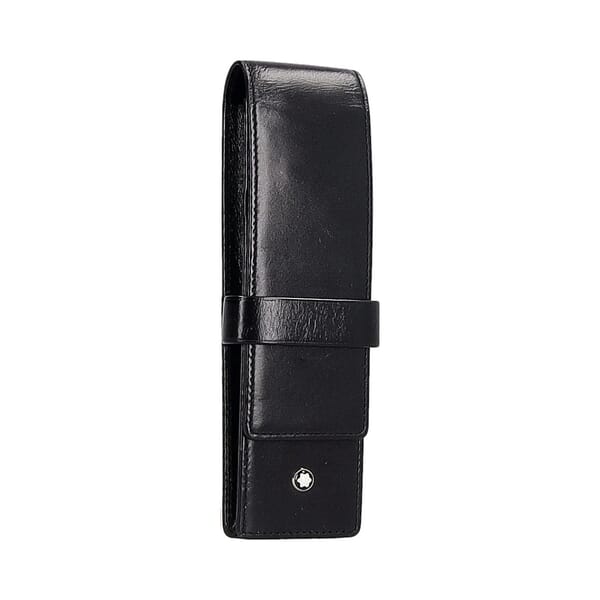 Leather 2 Pen Pouch Black