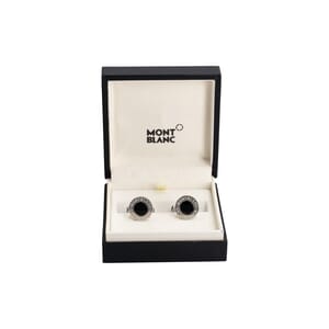 Steel Meisterstuck Round Cufflinks Silver/Black, view 2