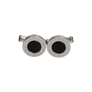 Steel Meisterstuck Round Cufflinks Silver/Black