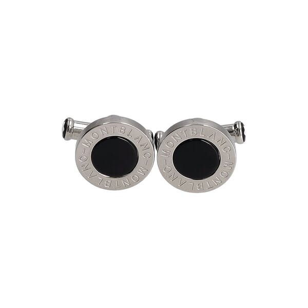 Steel Meisterstuck Round Cufflinks Silver/Black