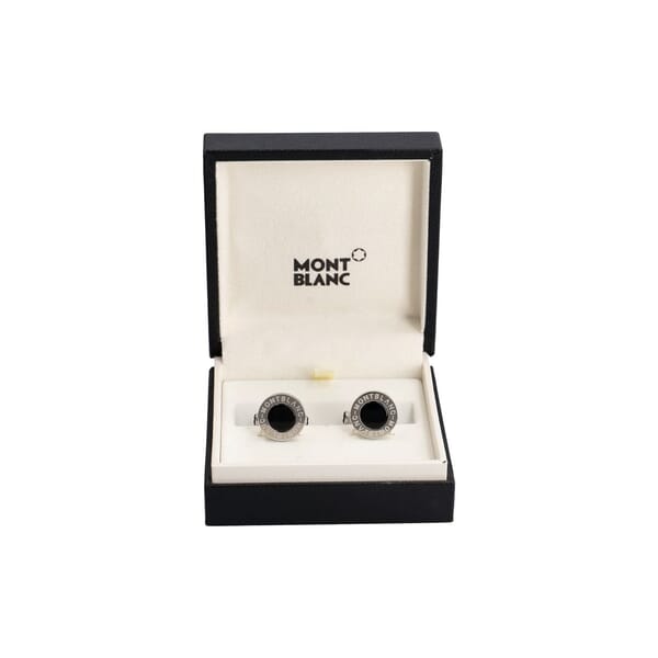 Steel Meisterstuck Round Cufflinks Silver/Black