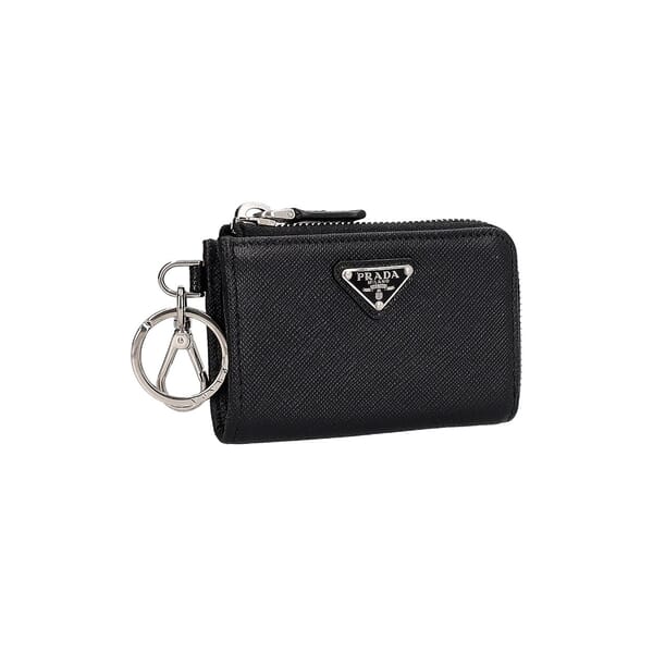 Saffiano Mini Pouch Key Ring Black