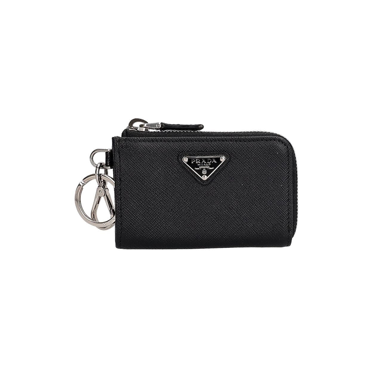 Saffiano Mini Pouch Key Ring Black