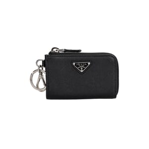 Saffiano Mini Pouch Key Ring Black