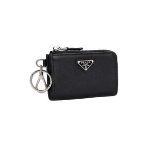 Saffiano Mini Pouch Key Ring Black, view 2