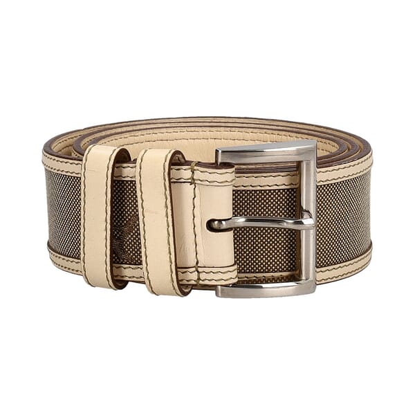 Vintage Fabric/Leather Logo Belt White/Natural - S: 80 (32)