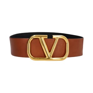 Leather Wide VLogo Reversible Belt Black/Tan - S: 95 (38)