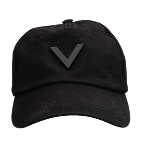 Cotton Blend V Logo Baseball Cap Black