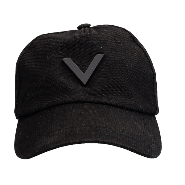 Cotton Blend V Logo Baseball Cap Black