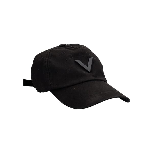 Cotton Blend V Logo Baseball Cap Black