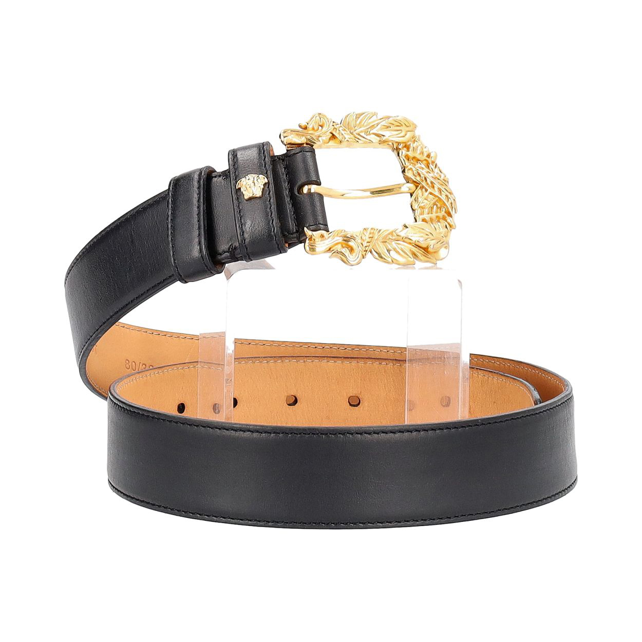 VERSACE Leather Baroque Double Buckle Belt - S: 80 (32) | Luxity