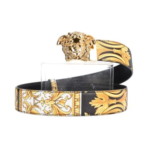 VERSACE Leather Barocco Medusa Reversible Belt - S: 85 (34) | Luxity
