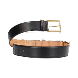 Leather Barocco Logo Belt Black - S: 90 (36), view 2