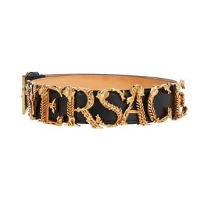 Leather Barocco Logo Belt Black - S: 90 (36), view 3