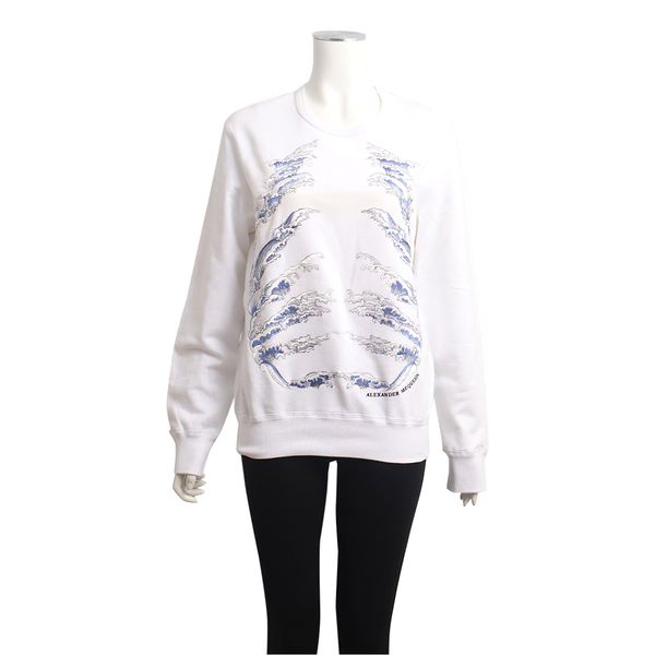 Cotton Waves Embroidered Sweatshirt White/Blue