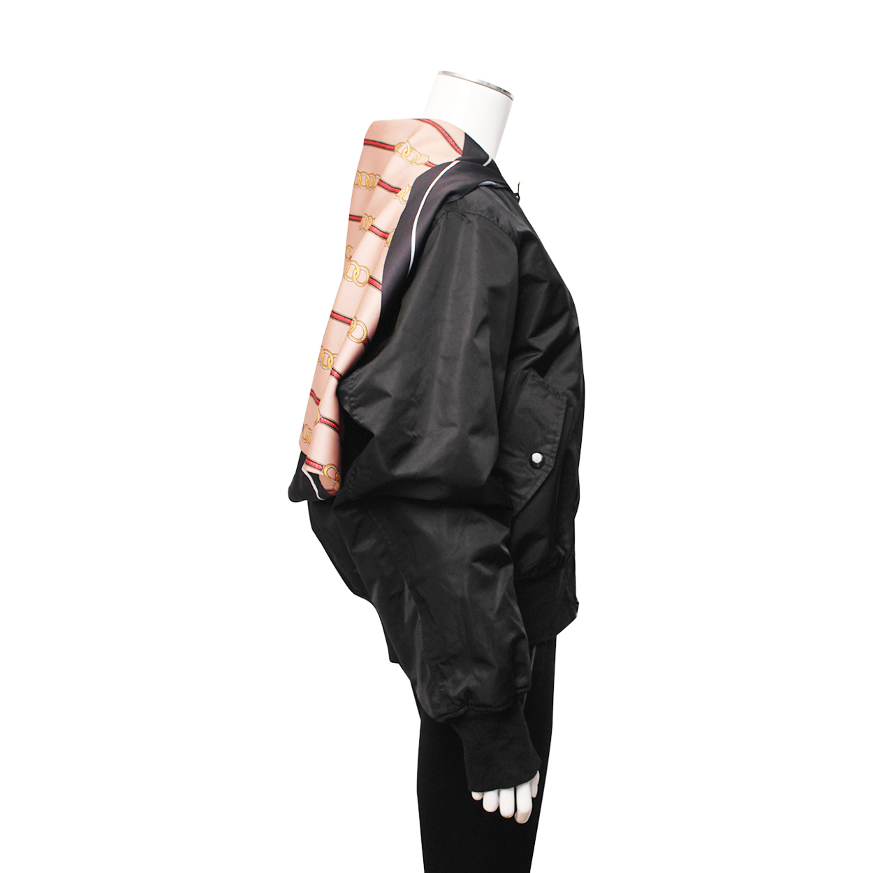 BALENCIAGA Nylon/Silk Scarf Bomber Jacket Black | Luxity