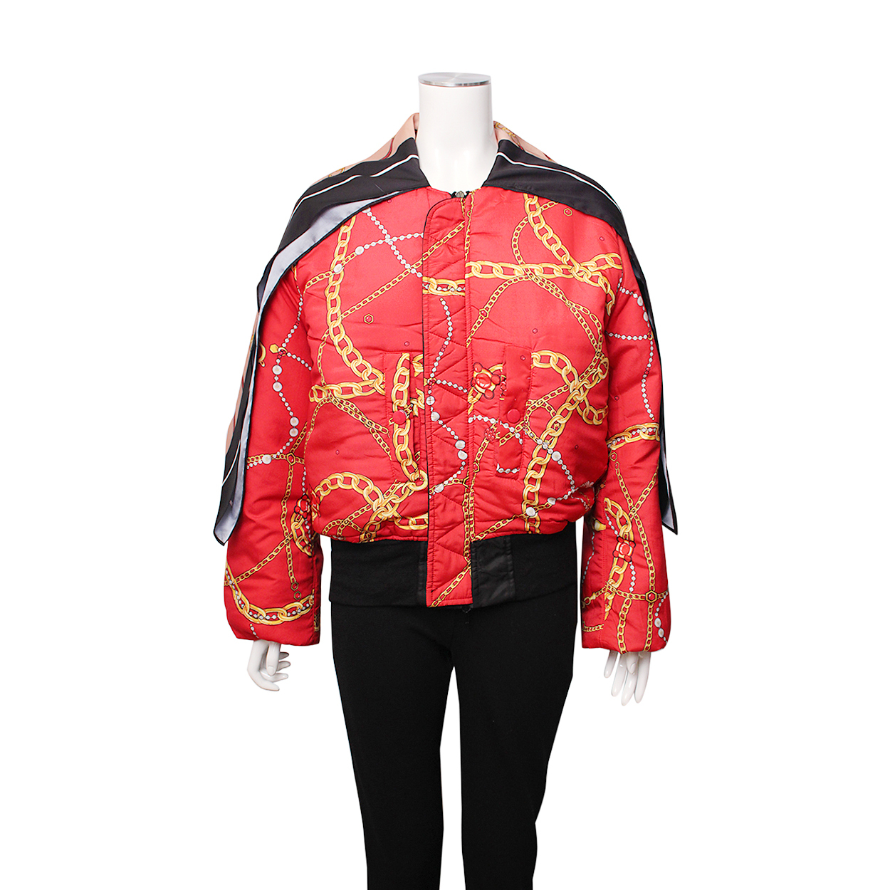BALENCIAGA Nylon/Silk Scarf Bomber Jacket Black | Luxity