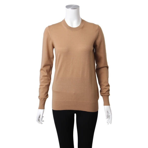 Wool Check Elbow Patch Sweater Beige