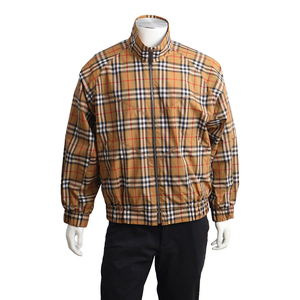 Polyester Check Zip Up Jacket Camel, view 4