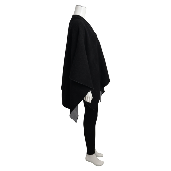 Wool Reversible Cape Black/Grey