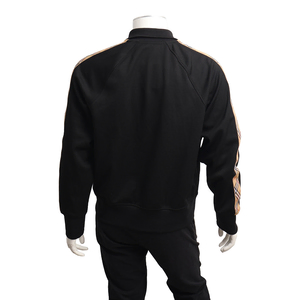 Cotton Blend Check Trim Track Jacket Black, view 3