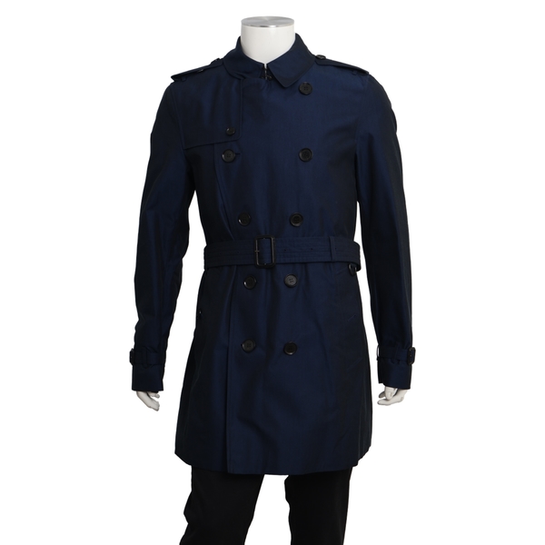 Cotton Mid Length Trench Coat Navy