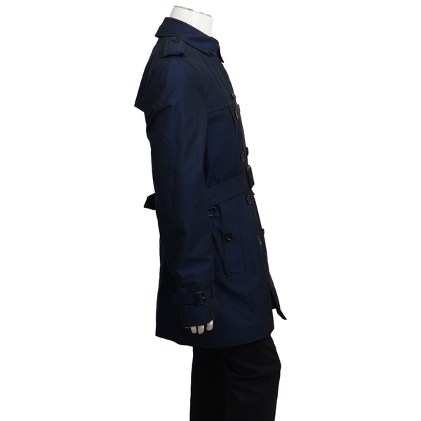 Cotton Mid Length Trench Coat Navy