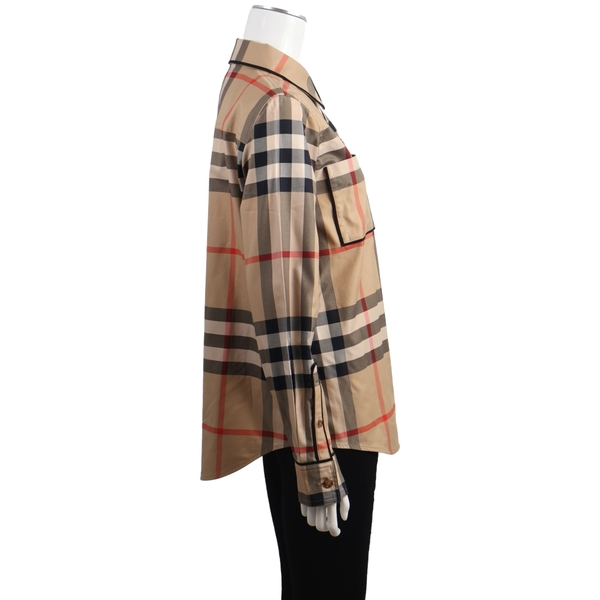 Cotton Check Shirt Beige
