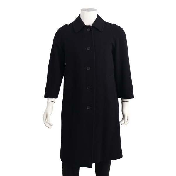 Vintage Wool Blend Long Trench Coat Navy