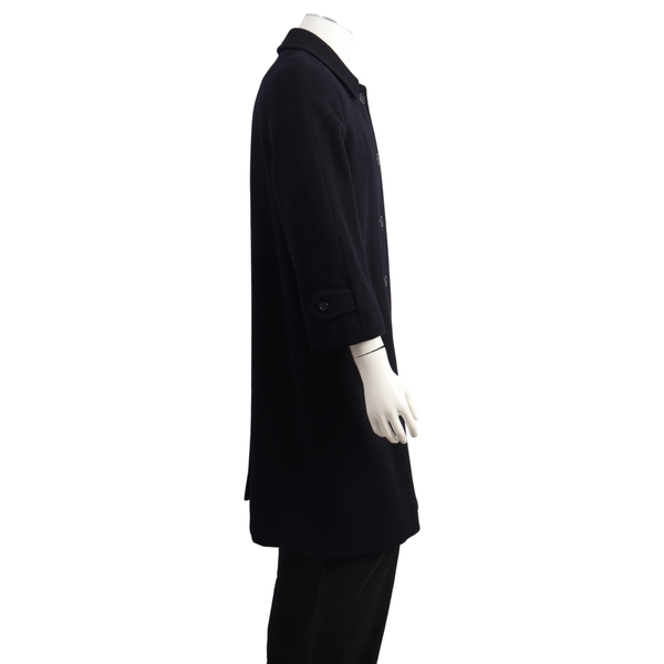 Vintage Wool Blend Long Trench Coat Navy