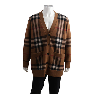Wool Check Cardigan Brown