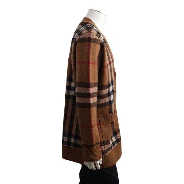 Wool Check Cardigan Brown