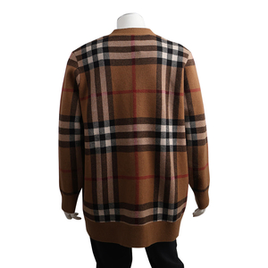 Wool Check Cardigan Brown, view 3