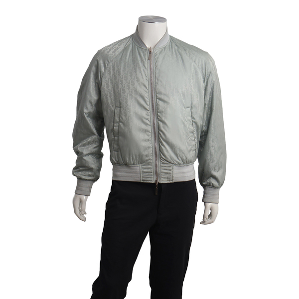 Polyamide Oblique Reversible Bomber Jacket Grey/Mint Green