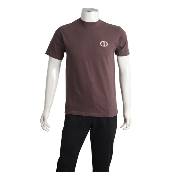 Cotton Embroidered Logo T-Shirt Taupe