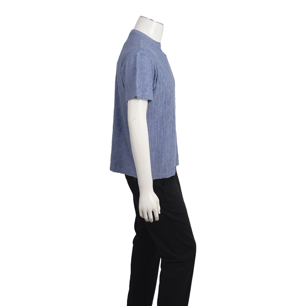 Cotton Terry Oblique Relaxed Fit T-Shirt Blue