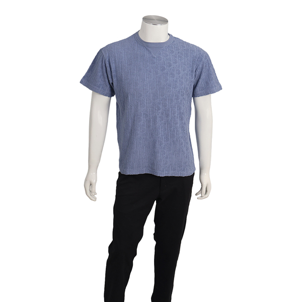 Cotton Terry Oblique Relaxed Fit T-Shirt Blue