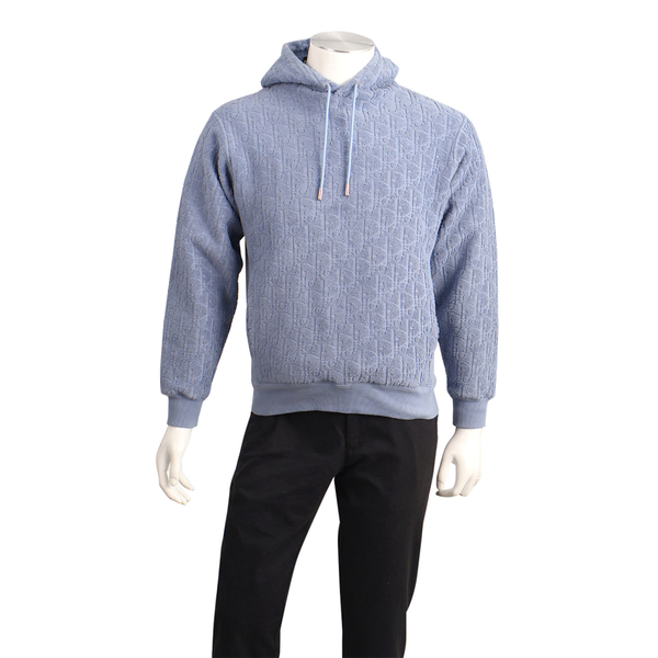 Cotton/Oblique Jacquard Hooded Sweatshirt Blue