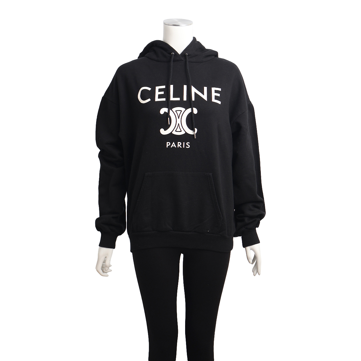 CELINE Cotton Triomphe Hoodie Black | Luxity