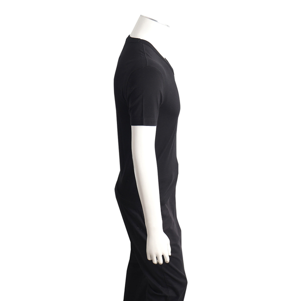 Cotton V-Neck Logo Plate T-Shirt Black