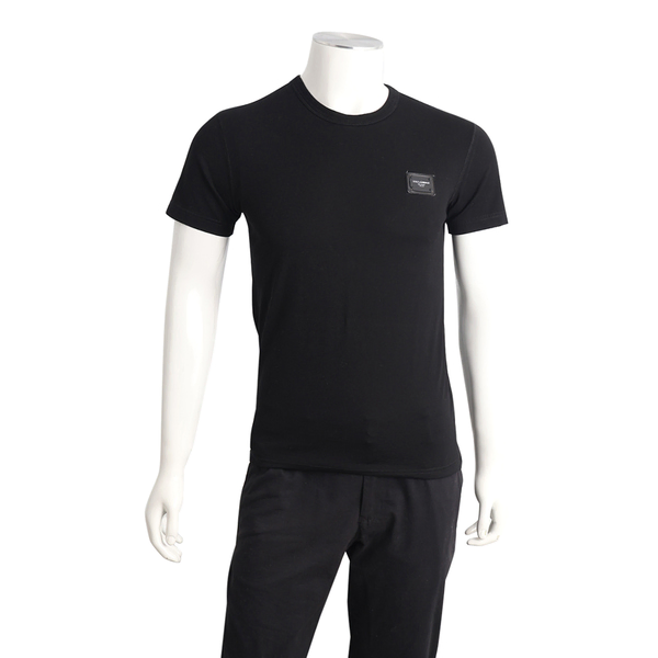 Cotton Logo Plate T-Shirt Black