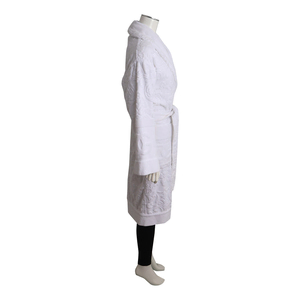 Casa Cotton Terry Embossed Floral Bathrobe White, view 2