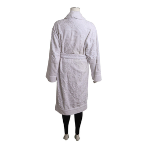 Casa Cotton Terry Embossed Floral Bathrobe White, view 3
