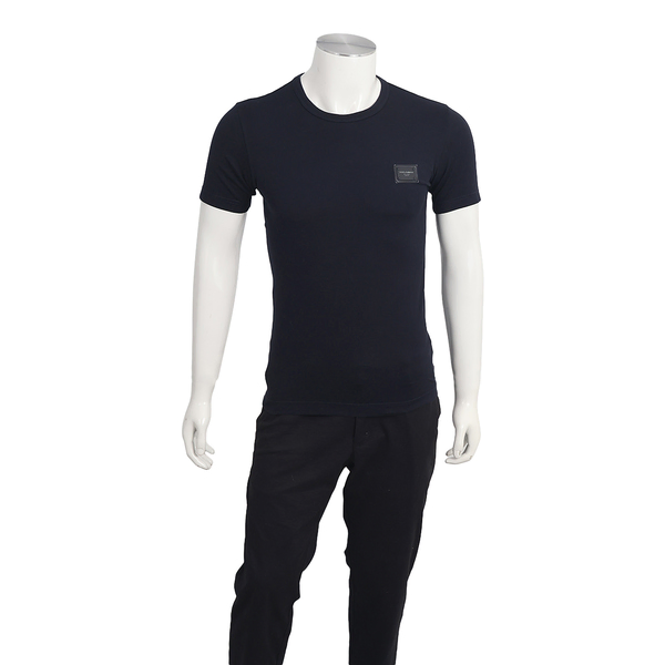 Cotton Logo Patch T-Shirt Navy