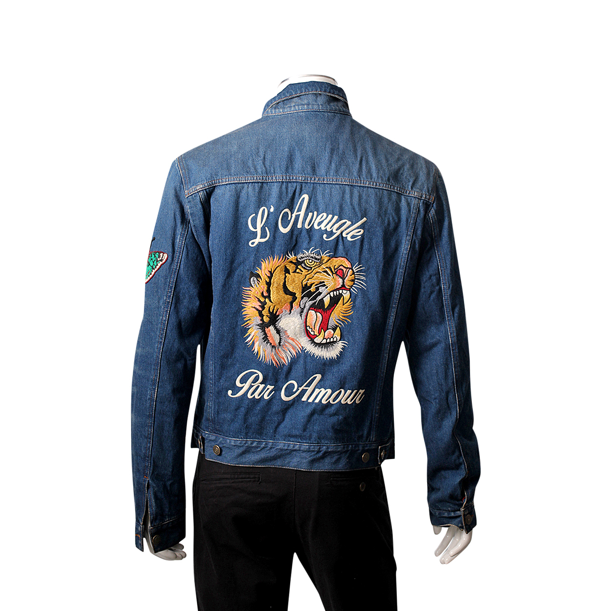 GUCCI Denim L'Aveugle Par Amour Jacket Blue | Luxity GUCCI Denim L'Aveugle Par Amour Jacket Blue | Luxity